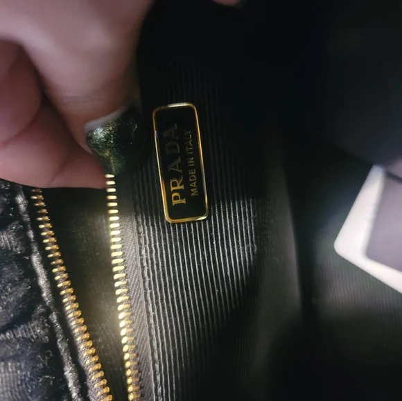 Prada Black Textured Handbag with Gold Chain - Picture 8 of 12